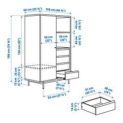 Measurement Illustration - RÅDMANSÖ wardrobe