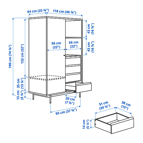Measurement Illustration - RÅDMANSÖ wardrobe