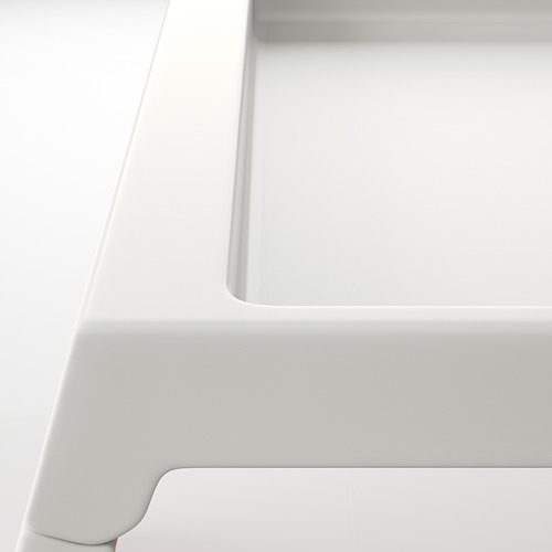 Soporte para tableta blanco: diseño elegante, plástico duradero, se mantiene seguro en la ranura.