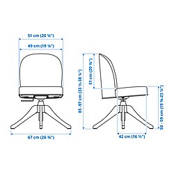 Measurement Illustration - ROSENTORP swivel chair