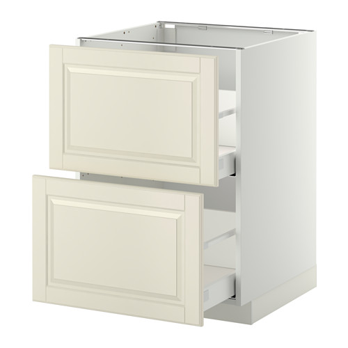 Mueble de cocina METOD blanco roto con cajones de madera, diseño clásico.