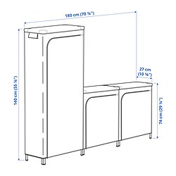 Measurement Illustration - HYLLIS shelving units with covers