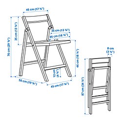 Ilustración de medidas - IKEA PS 2026 silla plegable