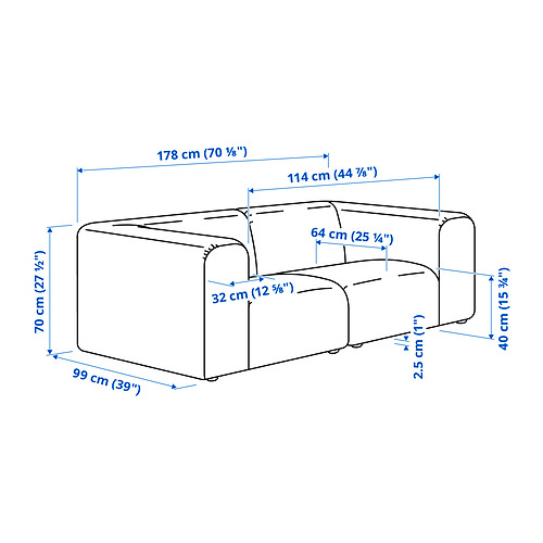 Measurement Illustration - STOCKHOLM 2025 loveseat