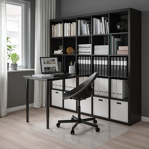 KALLAX librería y escritorio con ordenador portátil, silla, planta