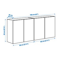 Ilustración de medidas - IVAR armario de pared con puertas