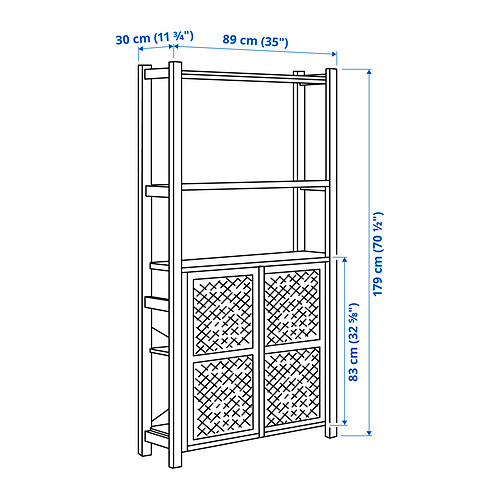 Measurement Illustration - IVAR shelf unit with doors
