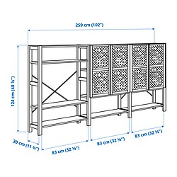 Ilustración de medidas - IVAR estantería con puertas