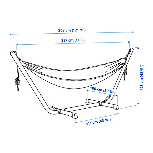Measurement Illustration - BOCKÖN/HAMNÖN hammock 