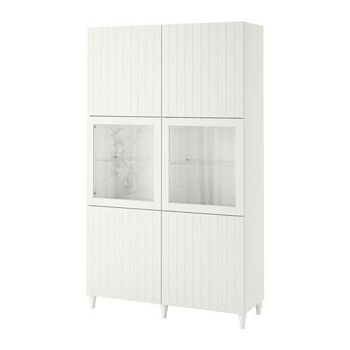BESTÅ white cabinet with glass doors, modern design.