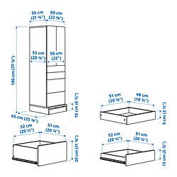 Measurement Illustration - SMÅSTAD/UPPFÖRA wardrobe