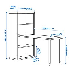 Ilustración de medidas - KALLAX/LAGKAPTEN combinación de escritorio