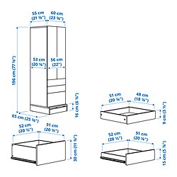 Measurement Illustration - SMÅSTAD/UPPFÖRA wardrobe
