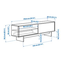 Measurement Illustration - STOCKHOLM 2025 TV unit with sliding doors