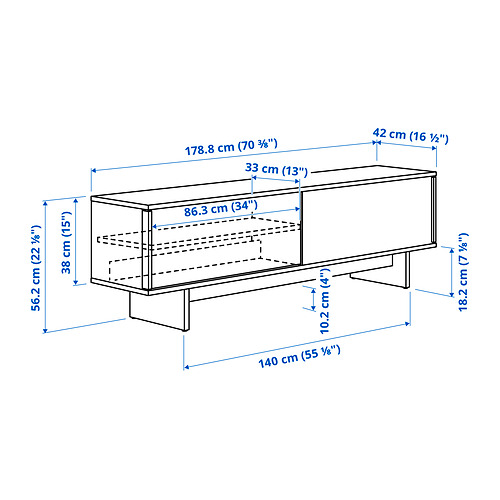 Measurement Illustration - STOCKHOLM 2025 TV unit with sliding doors