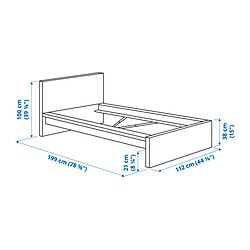 Ilustración de medidas - MALM base de cama con colchón