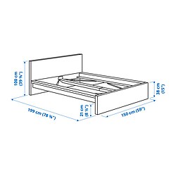 Measurement Illustration - MALM bed frame with mattress