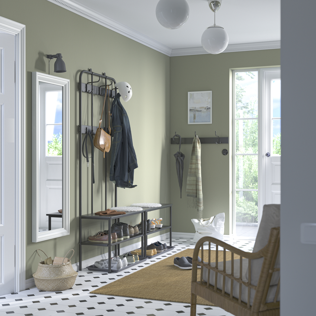 NIPÅSEN / BAGGMUCK, Coat rack and bench with shoe storage. 2 of 4 open dialog