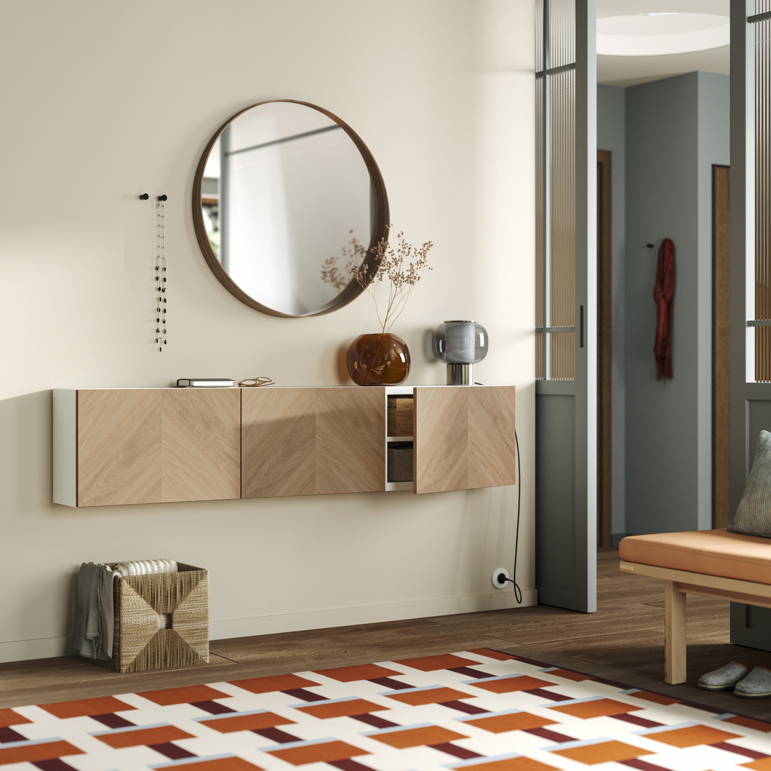 BESTÅ, aparador de pared con puertas. 2 de 3 abrir diálogo