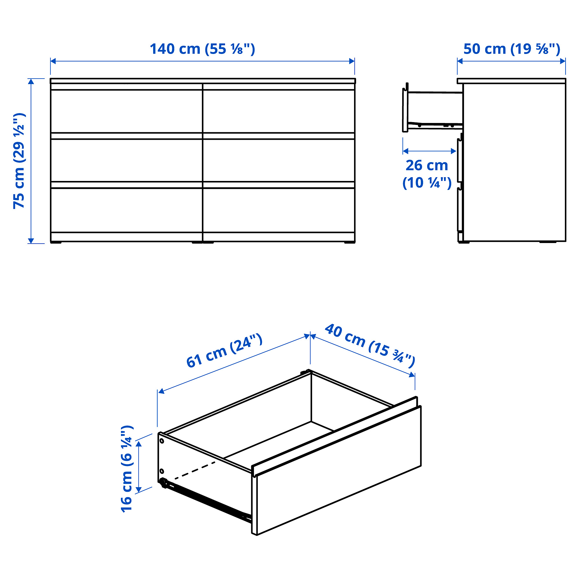STORKLINTA, 6-drawer dresser. 8 of 8 open dialog