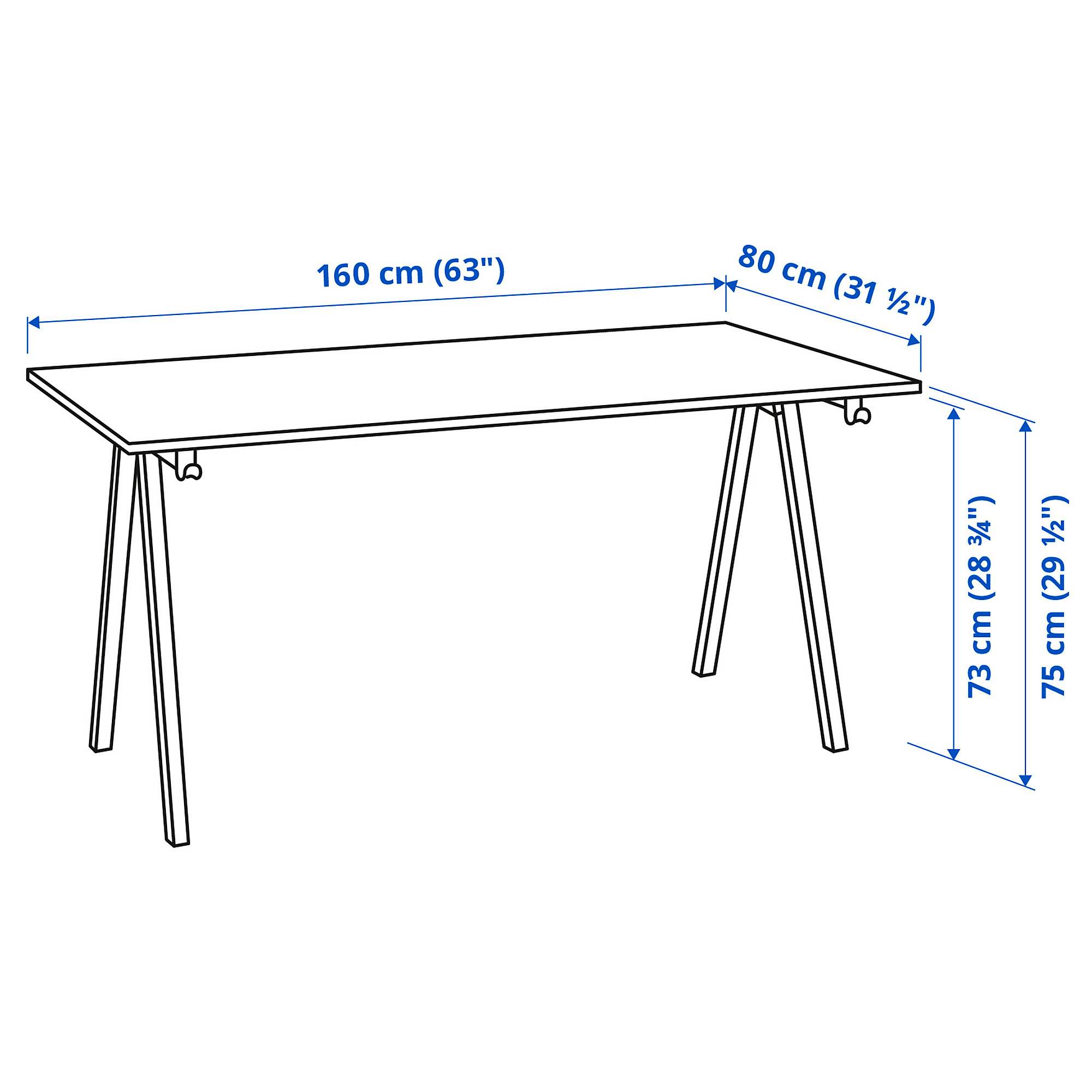 Measurement Illustration - TROTTEN desk