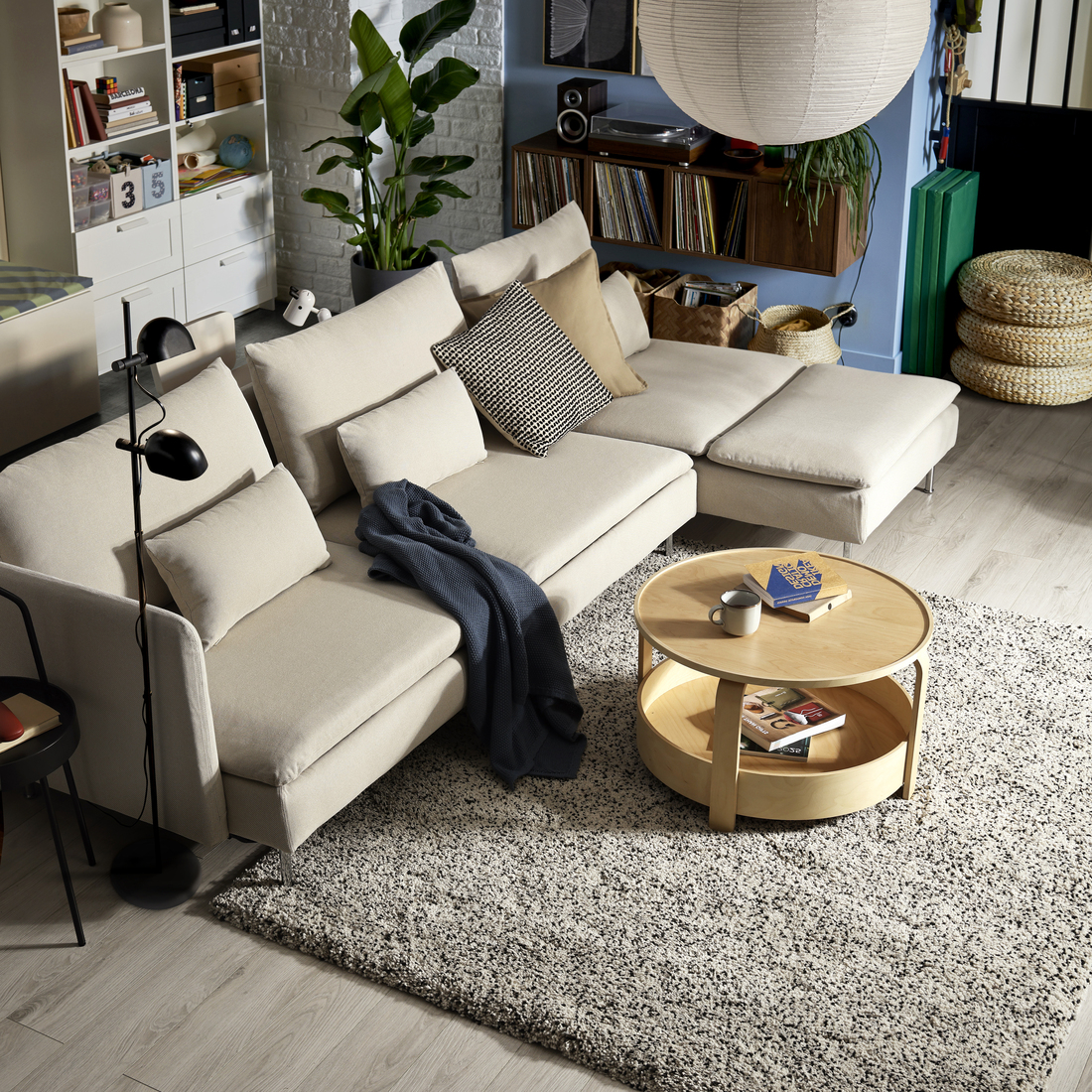SÖDERHAMN, 4 seat sofa bed with chaise longue. 5 of 8 open dialog