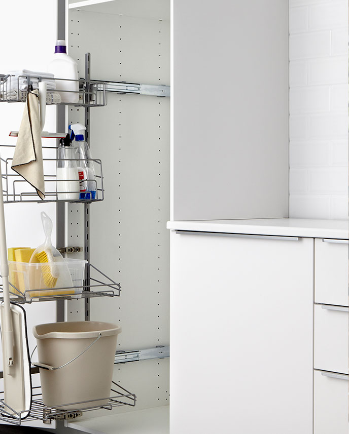 SEKTION High cabinet w door/wire baskets