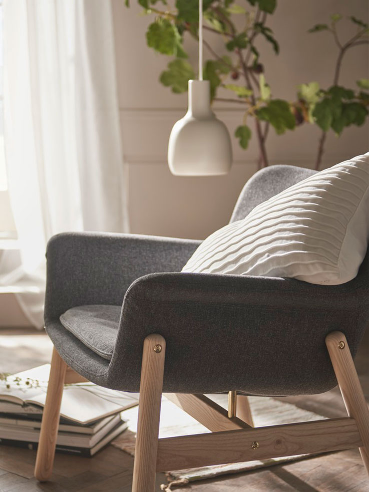 VEDBO Armchair, Gunnared dark grey