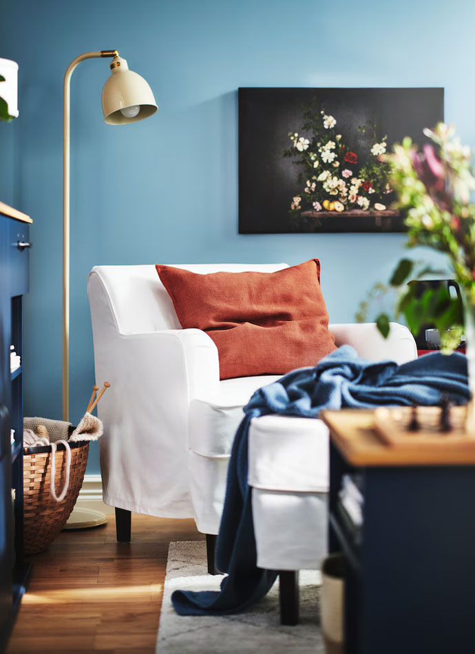 ROCKSJÖN Armchair with ottoman