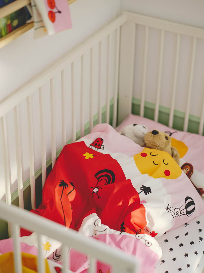 GRÖNFINK Duvet cover and pillowcase for cot