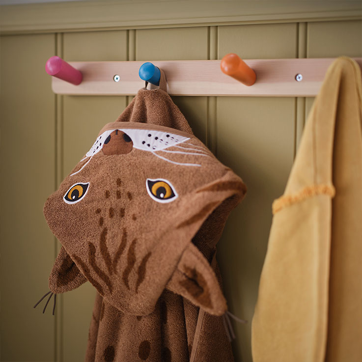 Towel with hood, lynx shaped/brown