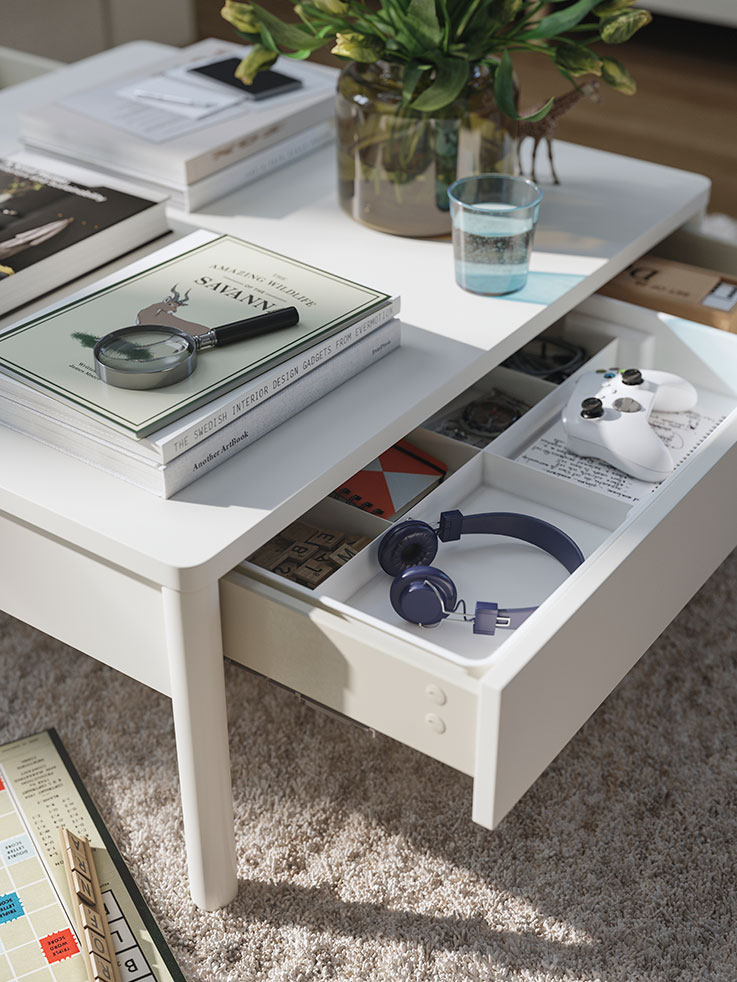 TONSTAD Coffee table and KUGGIS Insert with 8 compartments