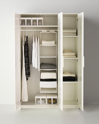 Wardrobe with compartments and shoe box