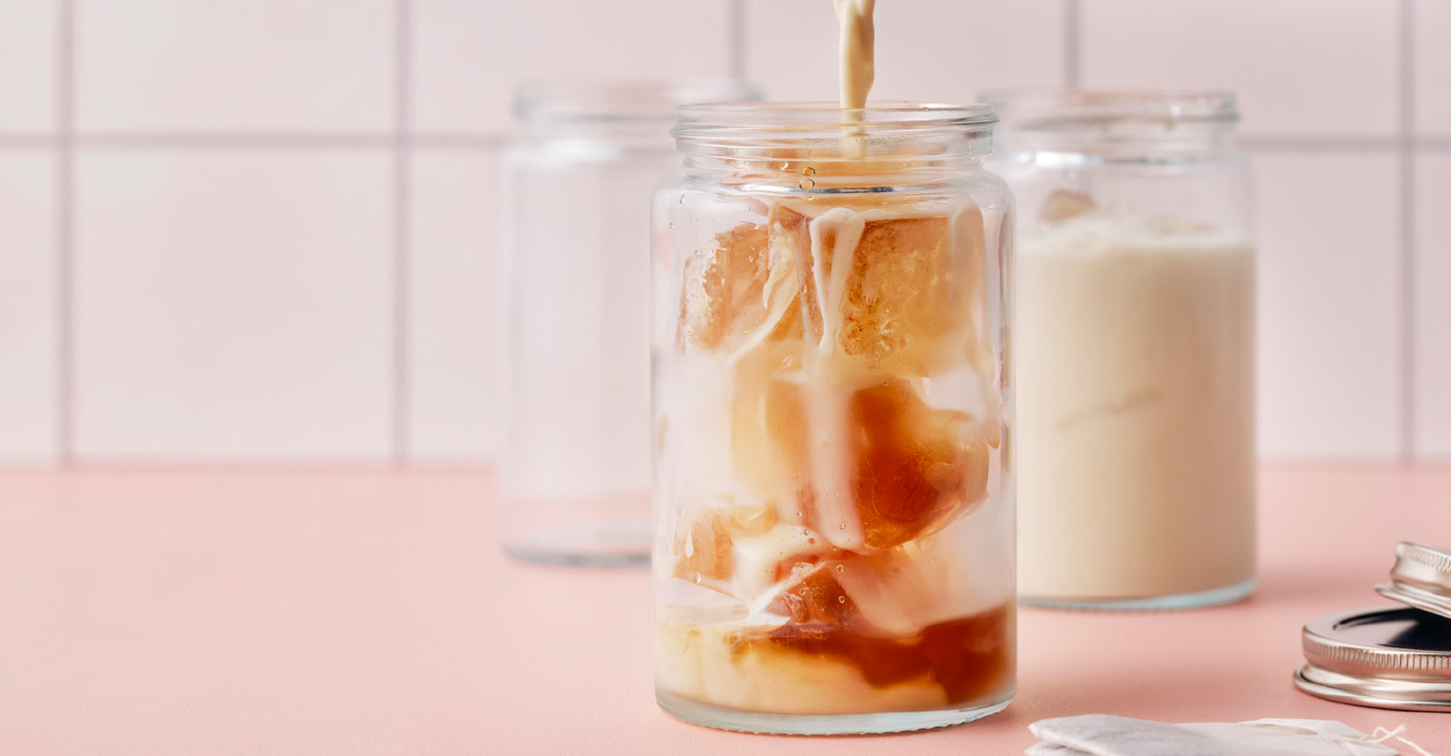 Frozen tea cubes with milk