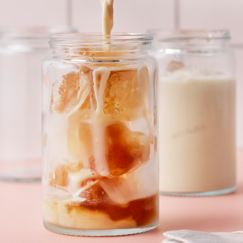 Frozen tea cubes with milk