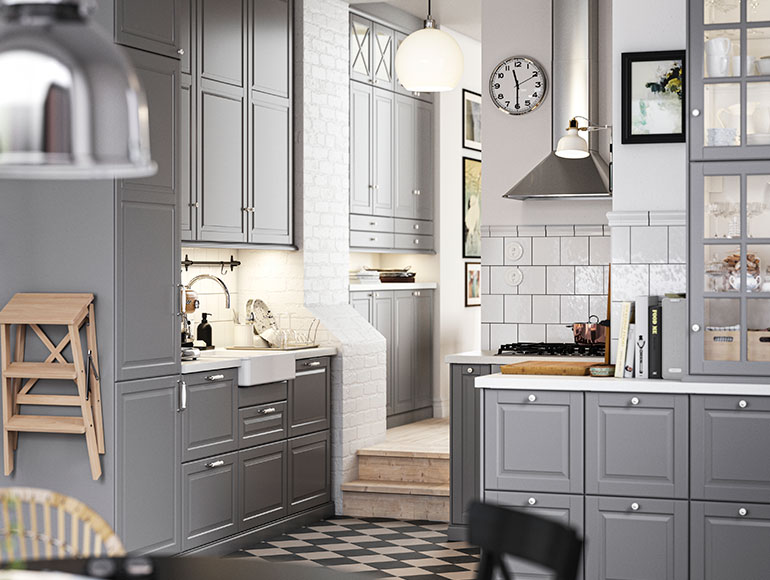 A traditional kitchen built to fit a challenging space