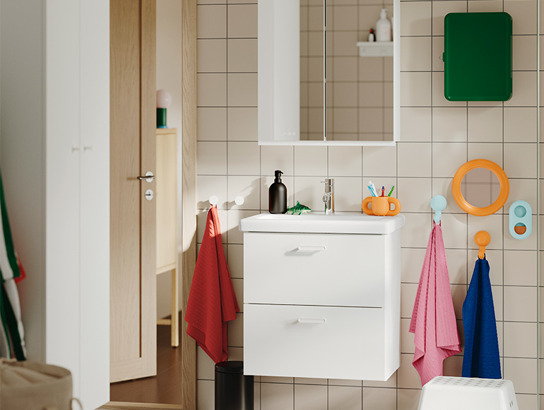 An organised family bathroom made for real life