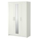 White wardrobes in a bedroom.